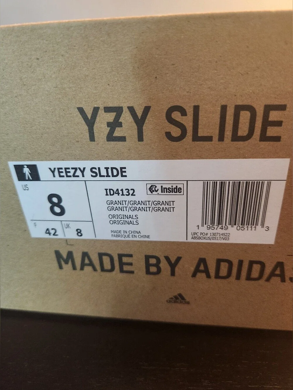 Men's YZY Slide Sandals in Dark Gray/Granite - Comfort Footwear. New With Tags